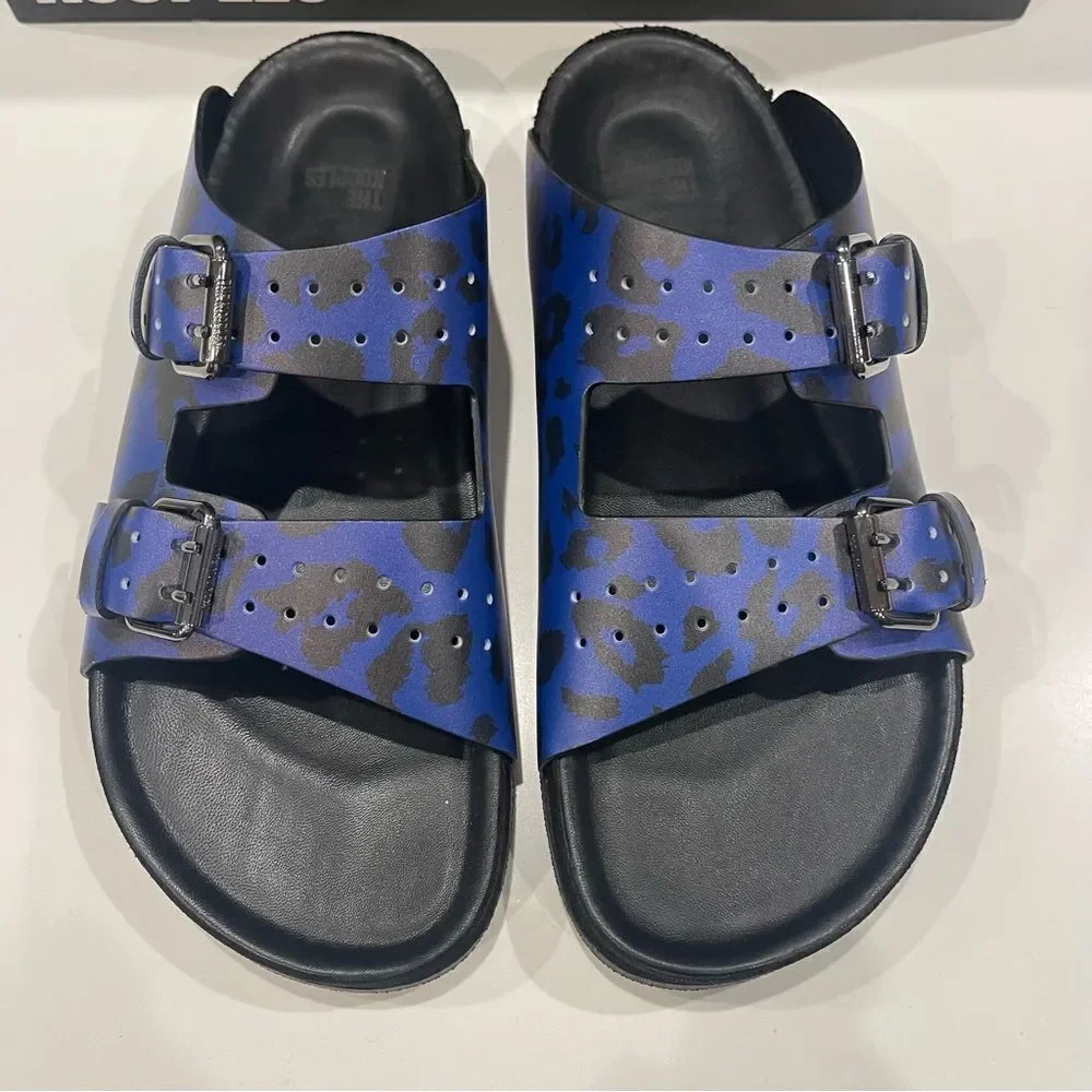 THE KOOPLES BLUE LEATHER LEOPARD-PRINT SANDALS NIB size 41  display picture 2